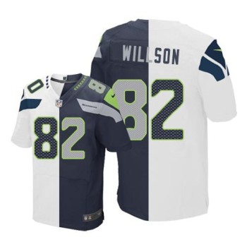 Seahawks #82 Luke Willson White/Steel Blue Men's Stitched NFL Elite Split Jersey Seahawks #82 Luke Willson White/Steel Blue Men's Stitched NFL Elite Split Jersey
