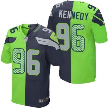 Seahawks #96 Cortez Kennedy Steel Blue/Green Men's Stitched NFL Elite Split Jersey Seahawks #96 Cortez Kennedy Steel Blue/Green Men's Stitched NFL Elite Split Jersey