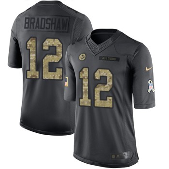 Steelers #12 Terry Bradshaw Black Men's Stitched NFL Limited 2016 Salute to Service Jersey Steelers #12 Terry Bradshaw Black Men's Stitched NFL Limited 2016 Salute to Service Jersey
