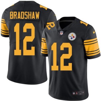 Steelers #12 Terry Bradshaw Black Men's Stitched NFL Limited Rush Jersey Steelers #12 Terry Bradshaw Black Men's Stitched NFL Limited Rush Jersey