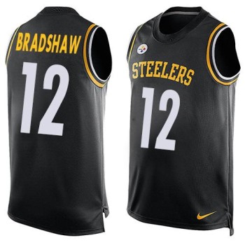 Steelers #12 Terry Bradshaw Black Team Color Men's Stitched NFL Limited Tank Top Jersey Steelers #12 Terry Bradshaw Black Team Color Men's Stitched NFL Limited Tank Top Jersey