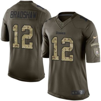 Steelers #12 Terry Bradshaw Green Men's Stitched NFL Limited Salute to Service Jersey Steelers #12 Terry Bradshaw Green Men's Stitched NFL Limited Salute to Service Jersey