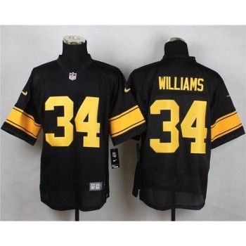 Steelers #34 DeAngelo Williams Black(Gold No.) Men's Stitched NFL Elite Jersey Steelers #34 DeAngelo Williams Black(Gold No.) Men's Stitched NFL Elite Jersey