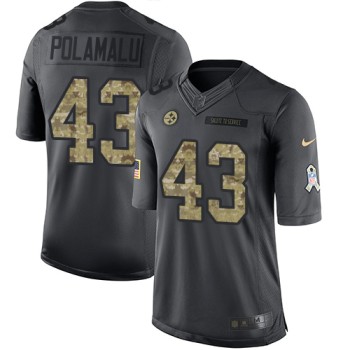 Steelers #43 Troy Polamalu Black Men's Stitched NFL Limited 2016 Salute to Service Jersey Steelers #43 Troy Polamalu Black Men's Stitched NFL Limited 2016 Salute to Service Jersey