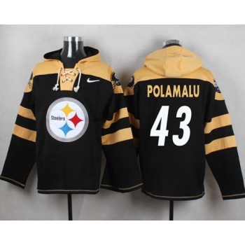 Steelers #43 Troy Polamalu Black Player Pullover NFL Hoodie Steelers #43 Troy Polamalu Black Player Pullover NFL Hoodie