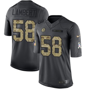 Steelers #58 Jack Lambert Black Youth Stitched NFL Limited 2016 Salute to Service Jersey
