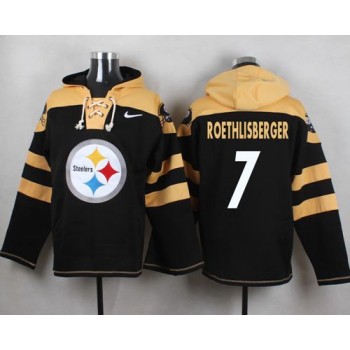 Steelers #7 Ben Roethlisberger Black Player Pullover NFL Hoodie Steelers #7 Ben Roethlisberger Black Player Pullover NFL Hoodie