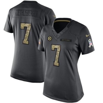 Steelers #7 Ben Roethlisberger Black Women's Stitched NFL Limited 2016 Salute to Service Jersey Steelers #7 Ben Roethlisberger Black Women's Stitched NFL Limited 2016 Salute to Service Jersey