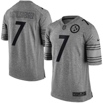 Steelers #7 Ben Roethlisberger Gray Men's Stitched NFL Limited Gridiron Gray Jersey Steelers #7 Ben Roethlisberger Gray Men's Stitched NFL Limited Gridiron Gray Jersey