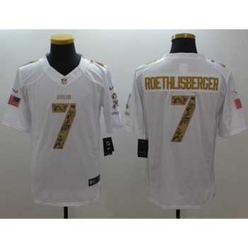 Steelers #7 Ben Roethlisberger White Men's Stitched NFL Limited Salute to Service Jersey Steelers #7 Ben Roethlisberger White Men's Stitched NFL Limited Salute to Service Jersey