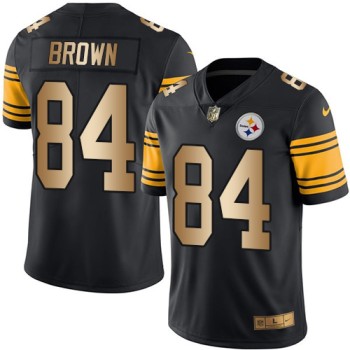 Steelers #84 Antonio Brown Black Men's Stitched NFL Limited Gold Rush Jersey Steelers #84 Antonio Brown Black Men's Stitched NFL Limited Gold Rush Jersey