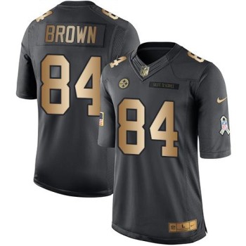Steelers #84 Antonio Brown Black Men's Stitched NFL Limited Gold Salute To Service Jersey Steelers #84 Antonio Brown Black Men's Stitched NFL Limited Gold Salute To Service Jersey