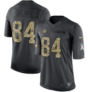 Steelers #84 Antonio Brown Black Youth Stitched NFL Limited 2016 Salute to Service Jersey