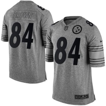 Steelers #84 Antonio Brown Gray Men's Stitched NFL Limited Gridiron Gray Jersey Steelers #84 Antonio Brown Gray Men's Stitched NFL Limited Gridiron Gray Jersey