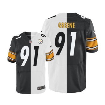 Steelers #91 Kevin Greene White/Black Men's Stitched NFL Elite Split Jersey Steelers #91 Kevin Greene White/Black Men's Stitched NFL Elite Split Jersey