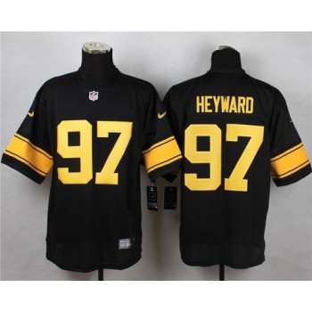 Steelers #97 Cameron Heyward Black(Gold No.) Men's Stitched NFL Elite Jersey Steelers #97 Cameron Heyward Black(Gold No.) Men's Stitched NFL Elite Jersey