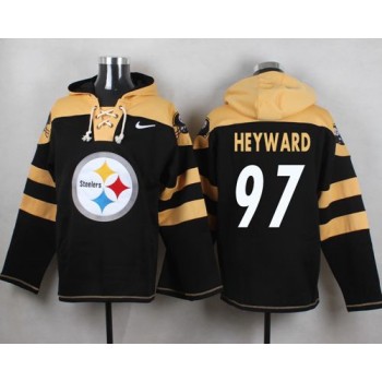 Steelers #97 Cameron Heyward Black Player Pullover NFL Hoodie Steelers #97 Cameron Heyward Black Player Pullover NFL Hoodie