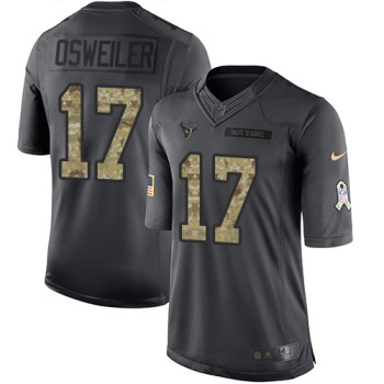 Texans #17 Brock Osweiler Black Youth Stitched NFL Limited 2016 Salute to Service Jersey