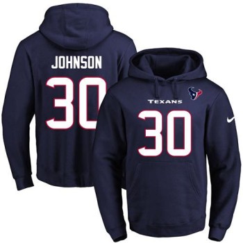 Texans #30 Kevin Johnson Navy Blue Name & Number Pullover NFL Hoodie Texans #30 Kevin Johnson Navy Blue Name & Number Pullover NFL Hoodie