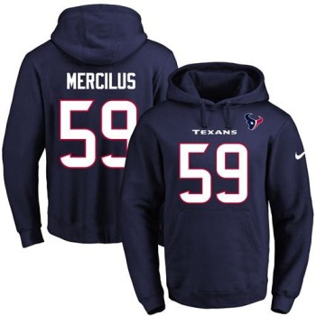 Texans #59 Whitney Mercilus Navy Blue Name & Number Pullover NFL Hoodie Texans #59 Whitney Mercilus Navy Blue Name & Number Pullover NFL Hoodie