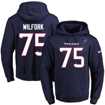 Texans #75 Vince Wilfork Navy Blue Name & Number Pullover NFL Hoodie Texans #75 Vince Wilfork Navy Blue Name & Number Pullover NFL Hoodie