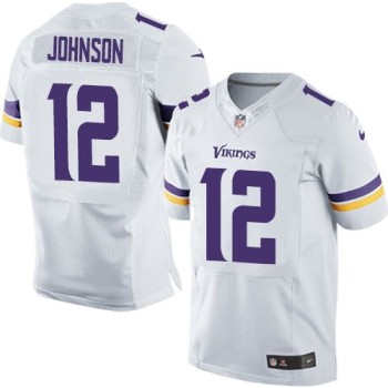 Vikings #12 Charles Johnson White Men's Stitched NFL Elite Jersey