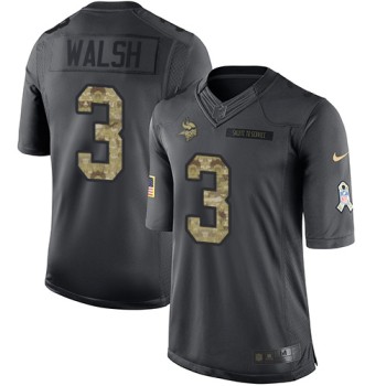Vikings #3 Blair Walsh Black Men's Stitched NFL Limited 2016 Salute To Service Jersey