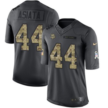 Vikings #44 Matt Asiata Black Men's Stitched NFL Limited 2016 Salute To Service Jersey
