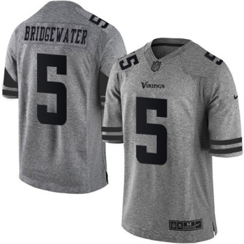 Vikings #5 Teddy Bridgewater Gray Men's Stitched NFL Limited Gridiron Gray Jersey Vikings #5 Teddy Bridgewater Gray Men's Stitched NFL Limited Gridiron Gray Jersey