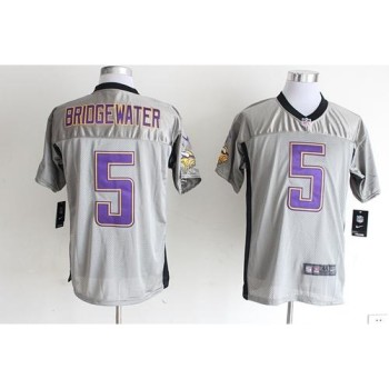 Vikings #5 Teddy Bridgewater Grey Shadow Men's Stitched NFL Elite Jersey Vikings #5 Teddy Bridgewater Grey Shadow Men's Stitched NFL Elite Jersey