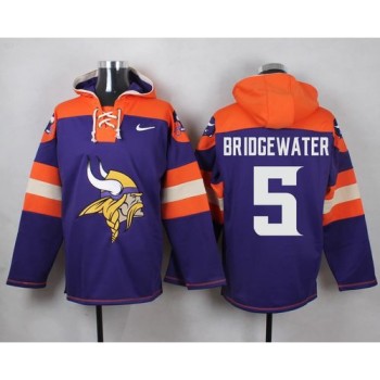 Vikings #5 Teddy Bridgewater Purple Player Pullover NFL Hoodie Vikings #5 Teddy Bridgewater Purple Player Pullover NFL Hoodie