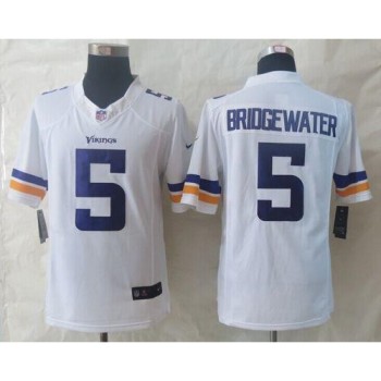 Vikings #5 Teddy Bridgewater White Men's Stitched NFL Limited Jersey