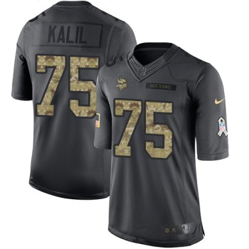 Vikings #75 Matt Kalil Black Men's Stitched NFL Limited 2016 Salute To Service Jersey