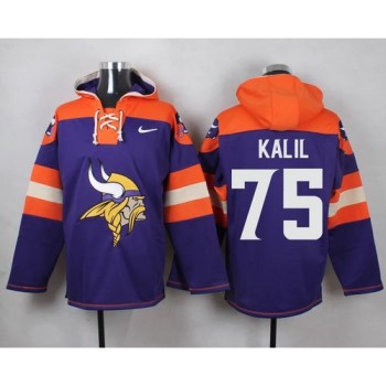Vikings #75 Matt Kalil Purple Player Pullover NFL Hoodie Vikings #75 Matt Kalil Purple Player Pullover NFL Hoodie