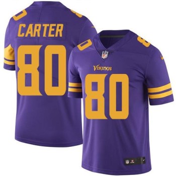 Vikings #80 Cris Carter Purple Men's Stitched NFL Limited Rush Jersey