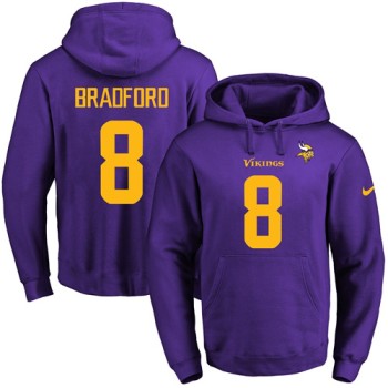 Vikings #8 Sam Bradford Purple(Gold No.) Name & Number Pullover NFL Hoodie Vikings #8 Sam Bradford Purple(Gold No.) Name & Number Pullover NFL Hoodie