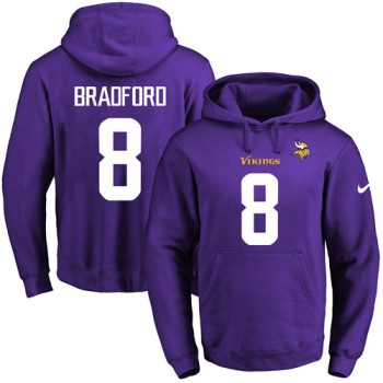 Vikings #8 Sam Bradford Purple Name & Number Pullover NFL Hoodie Vikings #8 Sam Bradford Purple Name & Number Pullover NFL Hoodie