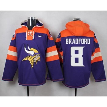 Vikings #8 Sam Bradford Purple Player Pullover NFL Hoodie Vikings #8 Sam Bradford Purple Player Pullover NFL Hoodie