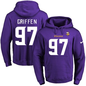 Vikings #97 Everson Griffen Purple Name & Number Pullover NFL Hoodie Vikings #97 Everson Griffen Purple Name & Number Pullover NFL Hoodie