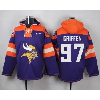 Vikings #97 Everson Griffen Purple Player Pullover NFL Hoodie Vikings #97 Everson Griffen Purple Player Pullover NFL Hoodie