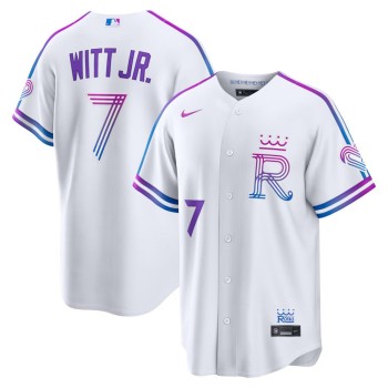 Men's Kansas City Royals #7 Bobby Witt Jr. White 2026 City Connect Stitched Jersey Men's Kansas City Royals #7 Bobby Witt Jr. White 2026 City Connect Stitched Jersey