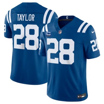 Youth Indianapolis Colts #28 Jonathan Taylor Blue 2026 With 4-Star C Patch Vapor F.U.S.E. Limited Jersey Youth Indianapolis Colts #28 Jonathan Taylor Blue 2026 With 4-Star C Patch Vapor F.U.S.E. Limited Jersey