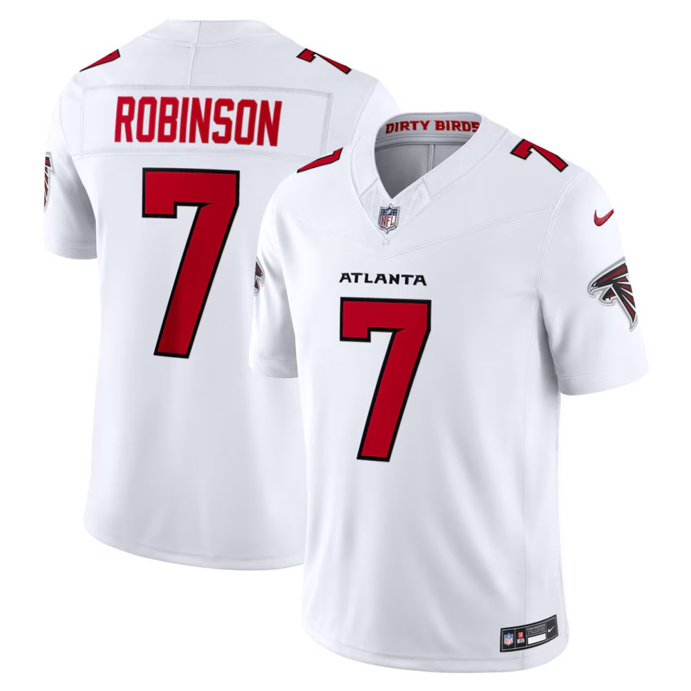 Men's Atlanta Falcons #7 Bijan Robinson White Vapor F.U.S.E. Sewn Down Limited Jersey Men's Atlanta Falcons #7 Bijan Robinson White Vapor F.U.S.E. Sewn Down Limited Jersey