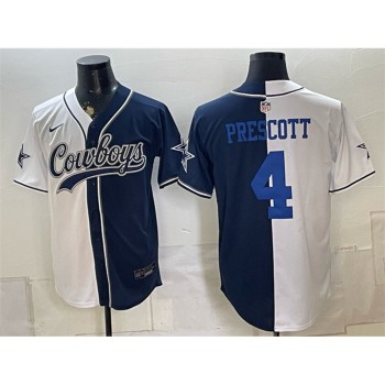 Men's Dallas Cowboys #4 Dak Prescott Navy Split Stitched Jersey Men's Dallas Cowboys #4 Dak Prescott Navy Split Stitched Jersey