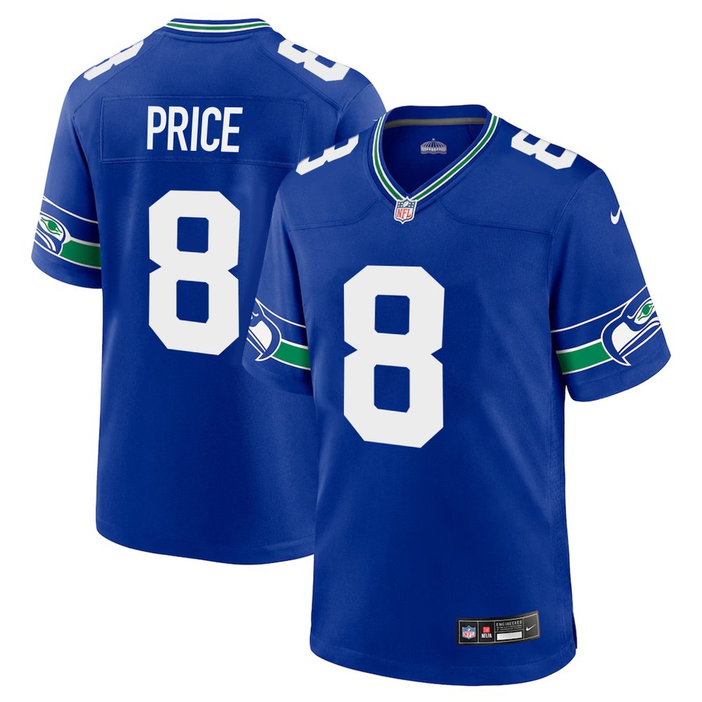 Men's Seattle Seahawks #8 Jadarian Price Royal 2026 NFL Draft Game Jersey Men's Seattle Seahawks #8 Jadarian Price Royal 2026 NFL Draft Game Jersey