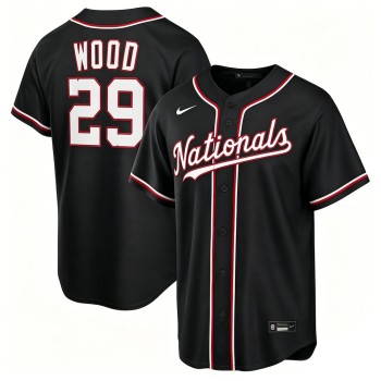 Men's Washington Nationals #29 James Wood Black Fashion Replica Player Jersey Men's Washington Nationals #29 James Wood Black Fashion Replica Player Jersey