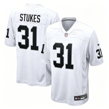 Men's Las Vegas Raiders #31 Treydan Stukes White 2026 NFL Draft Game Jersey Men's Las Vegas Raiders #31 Treydan Stukes White 2026 NFL Draft Game Jersey
