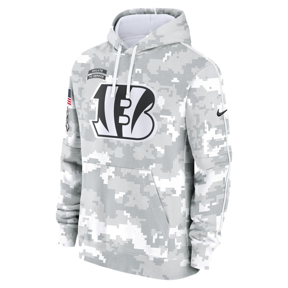 Men's Cincinnati Bengals Arctic Camo 2024 Salute to Service Club Fleece Pullover Hoodie