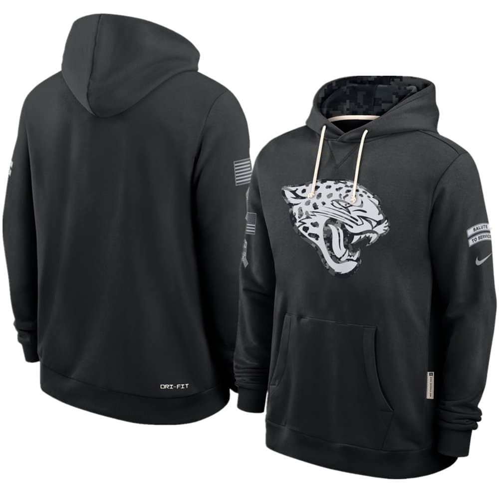 Men's Jacksonville Jaguars Nike Black 2026 Salute to Service Sideline Dri-FIT Pullover Hoodie Men's Jacksonville Jaguars Nike Black 2026 Salute to Service Sideline Dri-FIT Pullover Hoodie