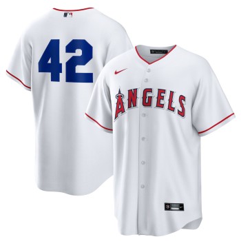 Men's Los Angeles Angels #42 Jackie Robinson Nike White Home 2025 Jackie Robinson Day Replica Jersey Men's Los Angeles Angels #42 Jackie Robinson Nike White Home 2025 Jackie Robinson Day Replica Jersey
